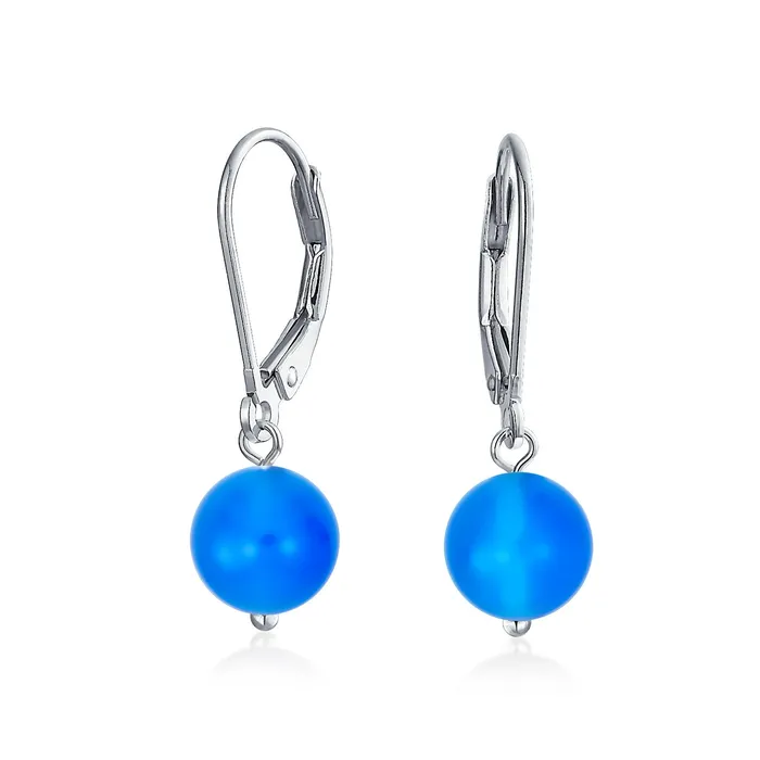 BlingJewelry Wholesale Earrings Simple Gemstone 8MM Drop Ball Earrings with Secure Hinge Lever Back in Sterling Silver BlingJewelry Wholesale Earrings Simple Gemstone 8MM Drop Ball Earrings with Secure Hinge Lever Back in Sterling Silver