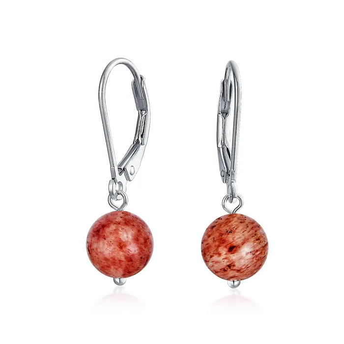 BlingJewelry Wholesale Earrings Simple Gemstone 8MM Drop Ball Earrings with Secure Hinge Lever Back in Sterling Silver BlingJewelry Wholesale Earrings Simple Gemstone 8MM Drop Ball Earrings with Secure Hinge Lever Back in Sterling Silver