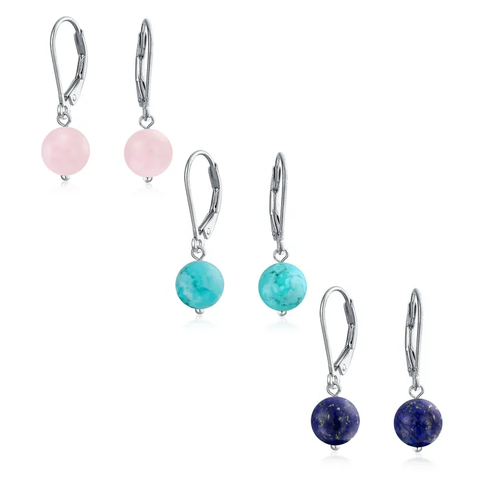 BlingJewelry Wholesale Earrings Simple Gemstone 8MM Drop Ball Earrings with Secure Hinge Lever Back in Sterling Silver BlingJewelry Wholesale Earrings Simple Gemstone 8MM Drop Ball Earrings with Secure Hinge Lever Back in Sterling Silver