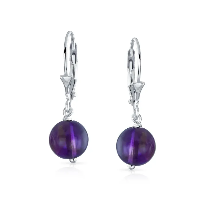 BlingJewelry Wholesale Earrings Simple Gemstone 8MM Drop Ball Earrings with Secure Hinge Lever Back in Sterling Silver BlingJewelry Wholesale Earrings Simple Gemstone 8MM Drop Ball Earrings with Secure Hinge Lever Back in Sterling Silver