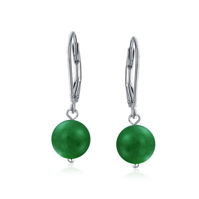 BlingJewelry Wholesale Earrings Simple Gemstone 8MM Drop Ball Earrings with Secure Hinge Lever Back in Sterling Silver BlingJewelry Wholesale Earrings Simple Gemstone 8MM Drop Ball Earrings with Secure Hinge Lever Back in Sterling Silver