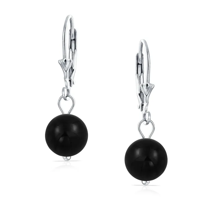 BlingJewelry Wholesale Earrings Simple Gemstone 8MM Drop Ball Earrings with Secure Hinge Lever Back in Sterling Silver BlingJewelry Wholesale Earrings Simple Gemstone 8MM Drop Ball Earrings with Secure Hinge Lever Back in Sterling Silver