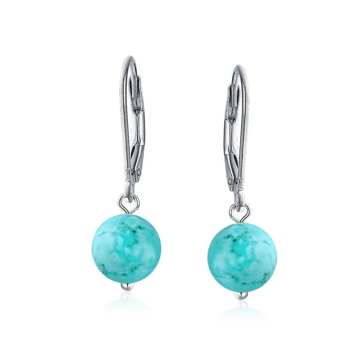 BlingJewelry Wholesale Earrings Simple Gemstone 8MM Drop Ball Earrings with Secure Hinge Lever Back in Sterling Silver BlingJewelry Wholesale Earrings Simple Gemstone 8MM Drop Ball Earrings with Secure Hinge Lever Back in Sterling Silver
