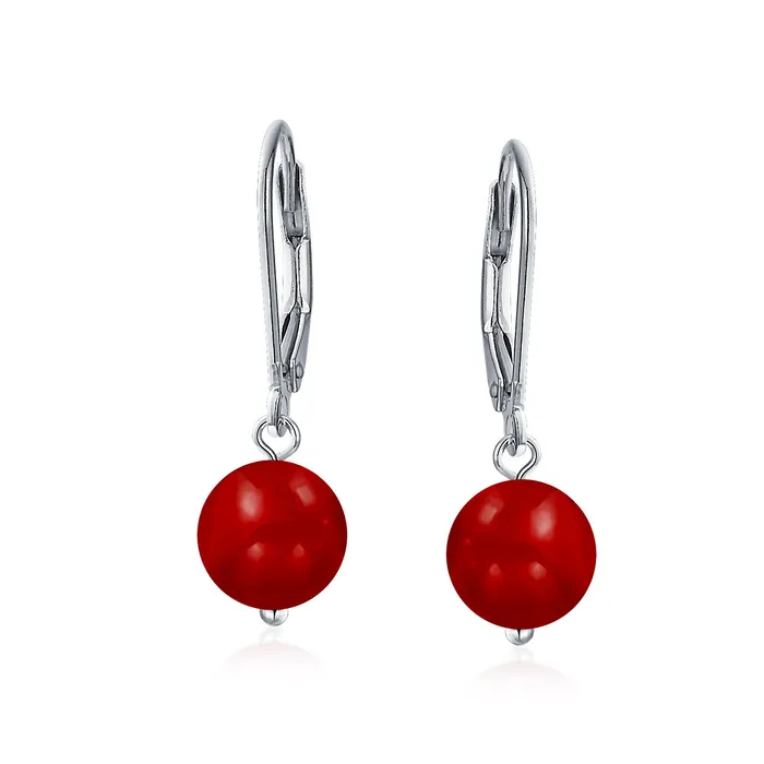 BlingJewelry Wholesale Earrings Simple Gemstone 8MM Drop Ball Earrings with Secure Hinge Lever Back in Sterling Silver BlingJewelry Wholesale Earrings Simple Gemstone 8MM Drop Ball Earrings with Secure Hinge Lever Back in Sterling Silver