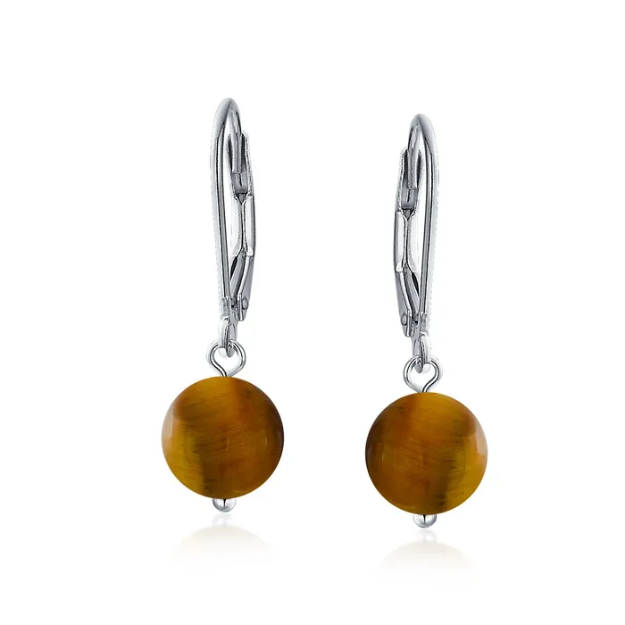 BlingJewelry Wholesale Earrings Simple Gemstone 8MM Drop Ball Earrings with Secure Hinge Lever Back in Sterling Silver BlingJewelry Wholesale Earrings Simple Gemstone 8MM Drop Ball Earrings with Secure Hinge Lever Back in Sterling Silver