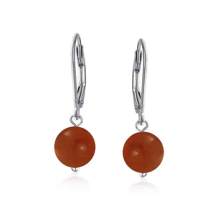 BlingJewelry Wholesale Earrings Simple Gemstone 8MM Drop Ball Earrings with Secure Hinge Lever Back in Sterling Silver BlingJewelry Wholesale Earrings Simple Gemstone 8MM Drop Ball Earrings with Secure Hinge Lever Back in Sterling Silver