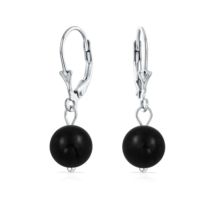 BlingJewelry Wholesale Earrings Simple Gemstone 8MM Drop Ball Earrings with Secure Hinge Lever Back in Sterling Silver BlingJewelry Wholesale Earrings Simple Gemstone 8MM Drop Ball Earrings with Secure Hinge Lever Back in Sterling Silver