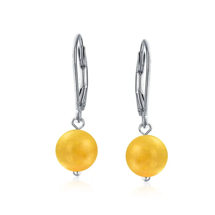 BlingJewelry Wholesale Earrings Simple Gemstone 8MM Drop Ball Earrings with Secure Hinge Lever Back in Sterling Silver BlingJewelry Wholesale Earrings Simple Gemstone 8MM Drop Ball Earrings with Secure Hinge Lever Back in Sterling Silver