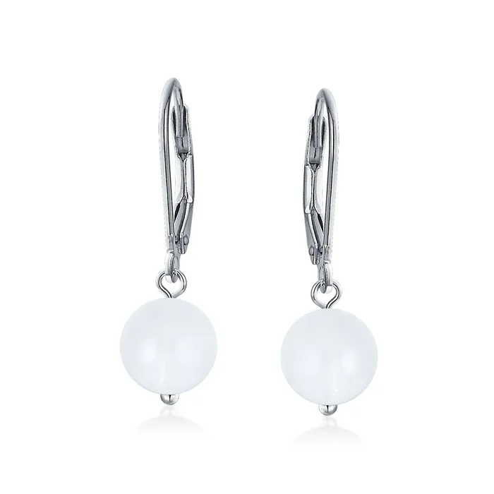 BlingJewelry Wholesale Earrings Simple Gemstone 8MM Drop Ball Earrings with Secure Hinge Lever Back in Sterling Silver BlingJewelry Wholesale Earrings Simple Gemstone 8MM Drop Ball Earrings with Secure Hinge Lever Back in Sterling Silver
