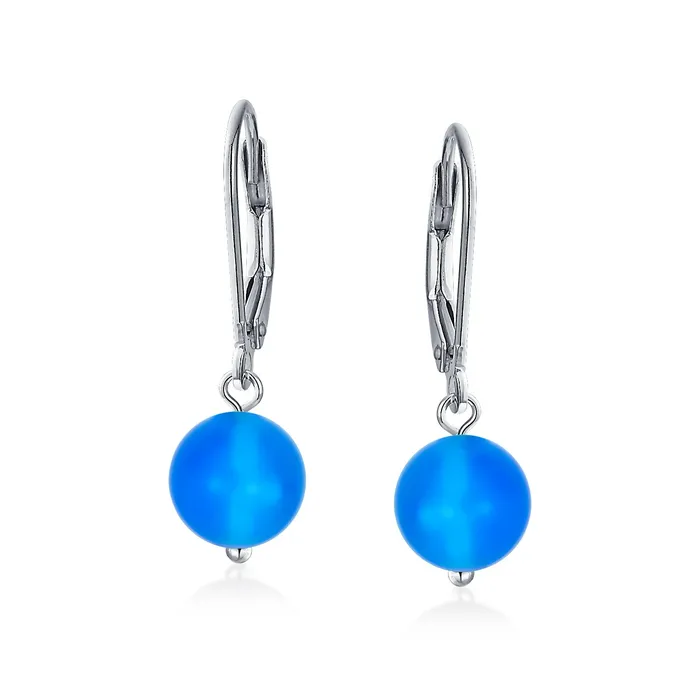 BlingJewelry Wholesale Earrings Simple Gemstone 8MM Drop Ball Earrings with Secure Hinge Lever Back in Sterling Silver BlingJewelry Wholesale Earrings Simple Gemstone 8MM Drop Ball Earrings with Secure Hinge Lever Back in Sterling Silver