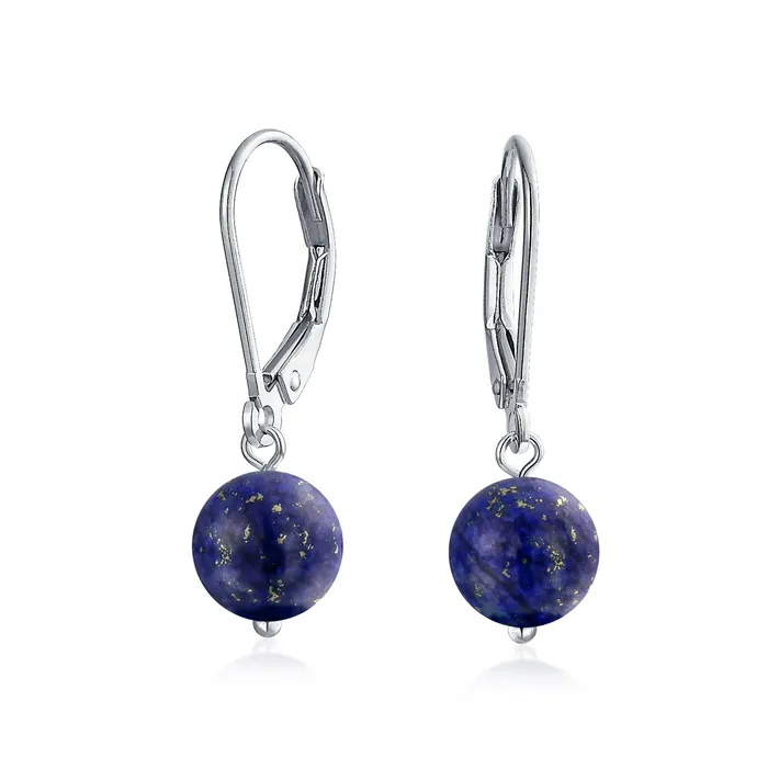 BlingJewelry Wholesale Earrings Simple Gemstone 8MM Drop Ball Earrings with Secure Hinge Lever Back in Sterling Silver BlingJewelry Wholesale Earrings Simple Gemstone 8MM Drop Ball Earrings with Secure Hinge Lever Back in Sterling Silver