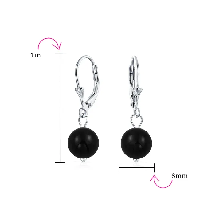 BlingJewelry Wholesale Earrings Simple Gemstone 8MM Drop Ball Earrings with Secure Hinge Lever Back in Sterling Silver BlingJewelry Wholesale Earrings Simple Gemstone 8MM Drop Ball Earrings with Secure Hinge Lever Back in Sterling Silver