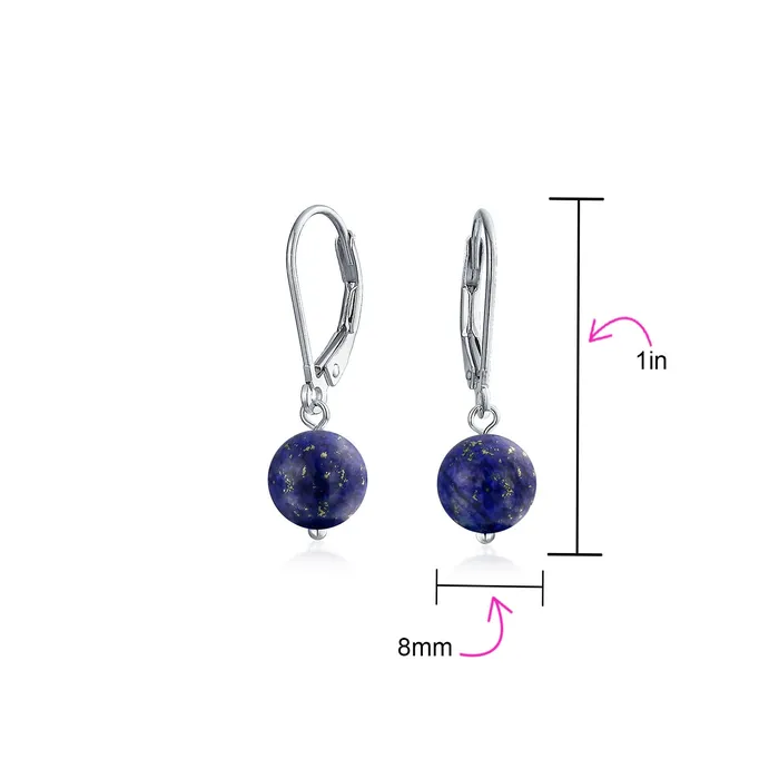 BlingJewelry Wholesale Earrings Simple Gemstone 8MM Drop Ball Earrings with Secure Hinge Lever Back in Sterling Silver BlingJewelry Wholesale Earrings Simple Gemstone 8MM Drop Ball Earrings with Secure Hinge Lever Back in Sterling Silver
