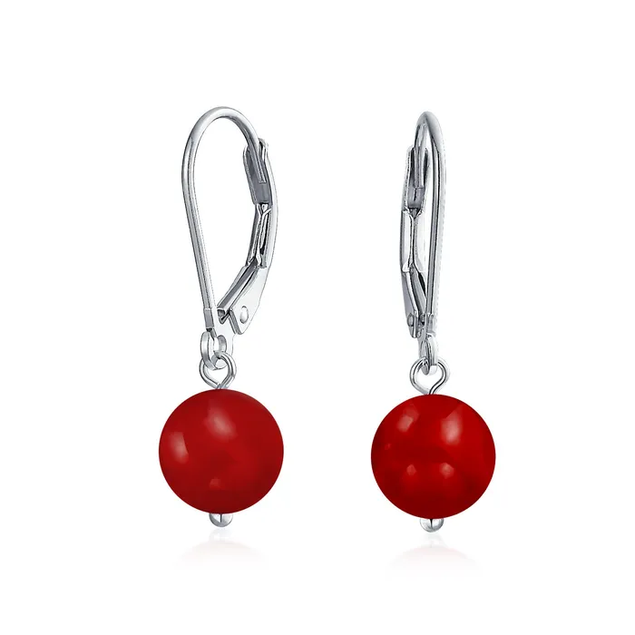BlingJewelry Wholesale Earrings Simple Gemstone 8MM Drop Ball Earrings with Secure Hinge Lever Back in Sterling Silver BlingJewelry Wholesale Earrings Simple Gemstone 8MM Drop Ball Earrings with Secure Hinge Lever Back in Sterling Silver