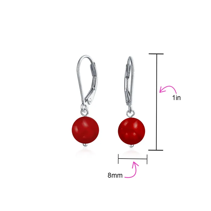 BlingJewelry Wholesale Earrings Simple Gemstone 8MM Drop Ball Earrings with Secure Hinge Lever Back in Sterling Silver BlingJewelry Wholesale Earrings Simple Gemstone 8MM Drop Ball Earrings with Secure Hinge Lever Back in Sterling Silver