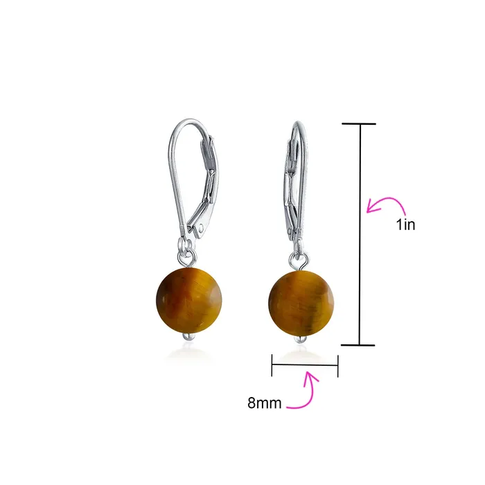 BlingJewelry Wholesale Earrings Simple Gemstone 8MM Drop Ball Earrings with Secure Hinge Lever Back in Sterling Silver BlingJewelry Wholesale Earrings Simple Gemstone 8MM Drop Ball Earrings with Secure Hinge Lever Back in Sterling Silver