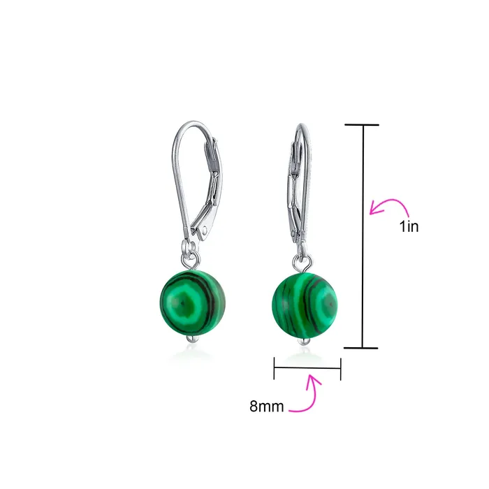 BlingJewelry Wholesale Earrings Simple Gemstone 8MM Drop Ball Earrings with Secure Hinge Lever Back in Sterling Silver BlingJewelry Wholesale Earrings Simple Gemstone 8MM Drop Ball Earrings with Secure Hinge Lever Back in Sterling Silver