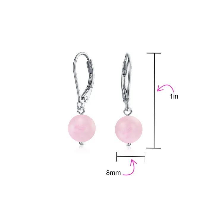 BlingJewelry Wholesale Earrings Simple Gemstone 8MM Drop Ball Earrings with Secure Hinge Lever Back in Sterling Silver BlingJewelry Wholesale Earrings Simple Gemstone 8MM Drop Ball Earrings with Secure Hinge Lever Back in Sterling Silver