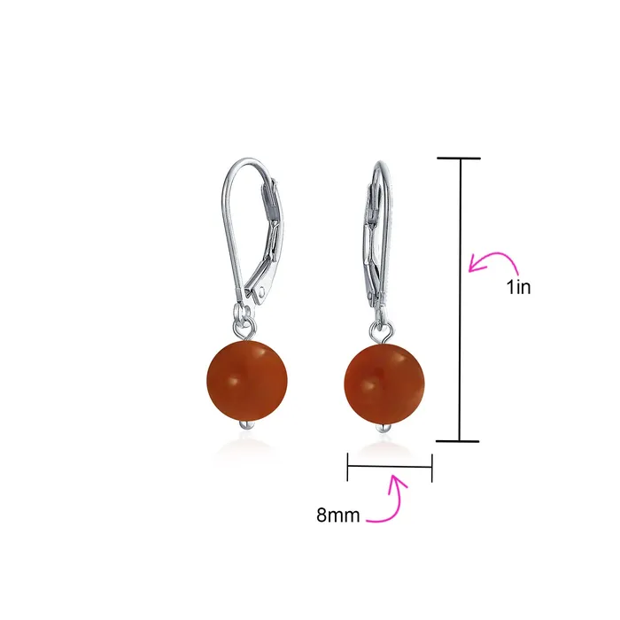 BlingJewelry Wholesale Earrings Simple Gemstone 8MM Drop Ball Earrings with Secure Hinge Lever Back in Sterling Silver BlingJewelry Wholesale Earrings Simple Gemstone 8MM Drop Ball Earrings with Secure Hinge Lever Back in Sterling Silver