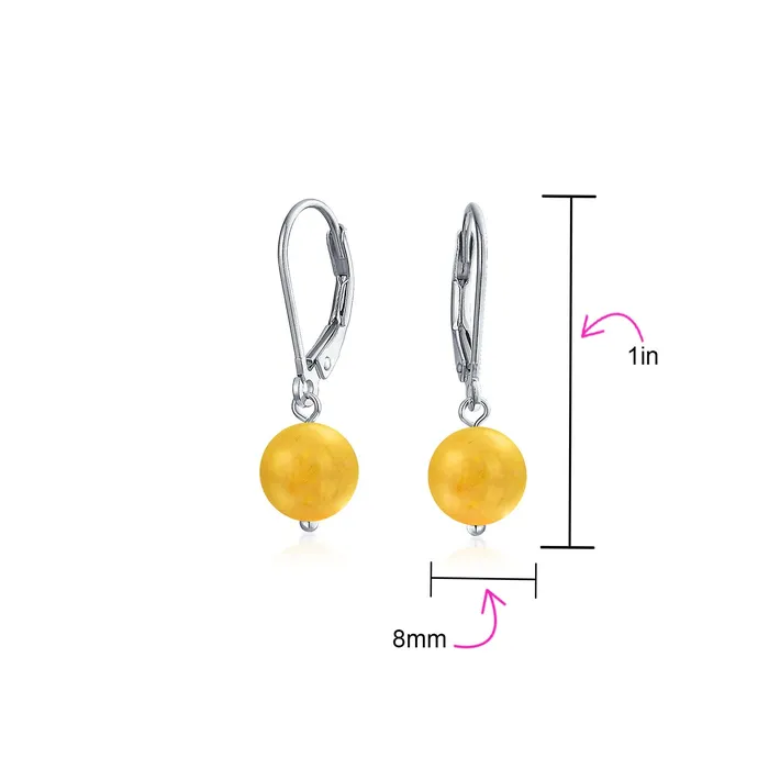 BlingJewelry Wholesale Earrings Simple Gemstone 8MM Drop Ball Earrings with Secure Hinge Lever Back in Sterling Silver BlingJewelry Wholesale Earrings Simple Gemstone 8MM Drop Ball Earrings with Secure Hinge Lever Back in Sterling Silver