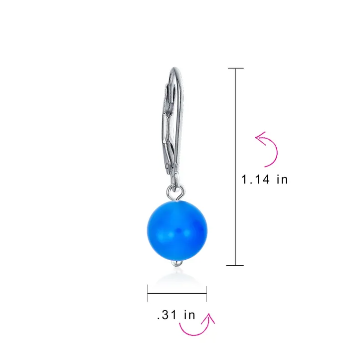 BlingJewelry Wholesale Earrings Simple Gemstone 8MM Drop Ball Earrings with Secure Hinge Lever Back in Sterling Silver BlingJewelry Wholesale Earrings Simple Gemstone 8MM Drop Ball Earrings with Secure Hinge Lever Back in Sterling Silver