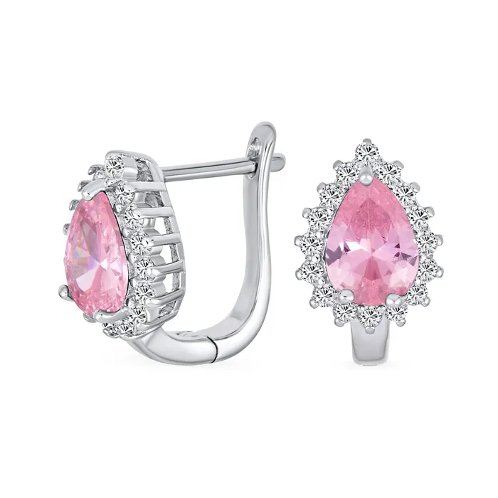 BlingJewelry Wholesale Earrings Timeless Bridal Elegance CZ Stud Earrings Vintage Teardrop Huggie Sterling Silver