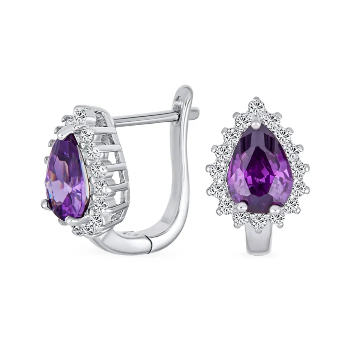 BlingJewelry Wholesale Earrings Timeless Bridal Elegance CZ Stud Earrings Vintage Teardrop Huggie Sterling Silver