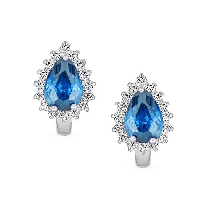 BlingJewelry Wholesale Earrings Timeless Bridal Elegance CZ Stud Earrings Vintage Teardrop Huggie Sterling Silver