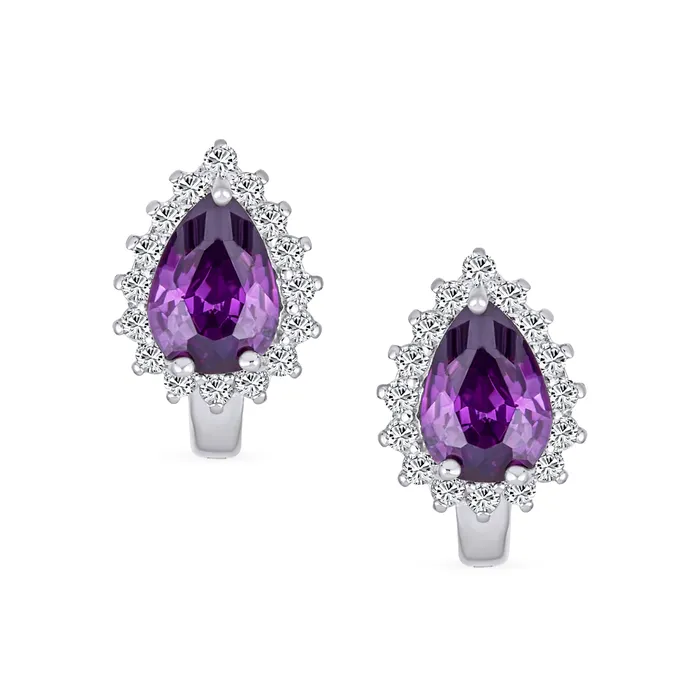 BlingJewelry Wholesale Earrings Timeless Bridal Elegance CZ Stud Earrings Vintage Teardrop Huggie Sterling Silver