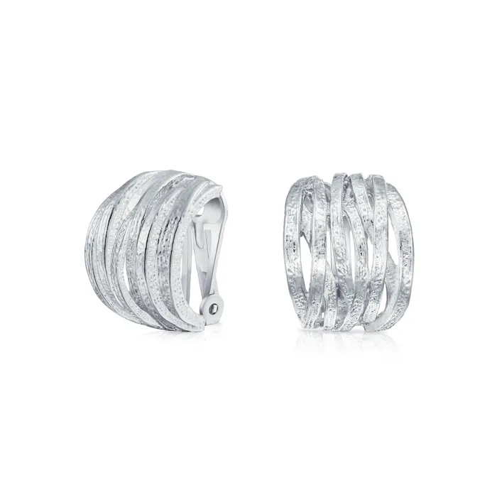 BlingJewelry Wholesale Fashion Criss Cross Basket Weave ClipOn Earrings Matte Silver Gold Plated Earrings BlingJewelry Wholesale Fashion Criss Cross Basket Weave ClipOn Earrings Matte Silver Gold Plated Earrings