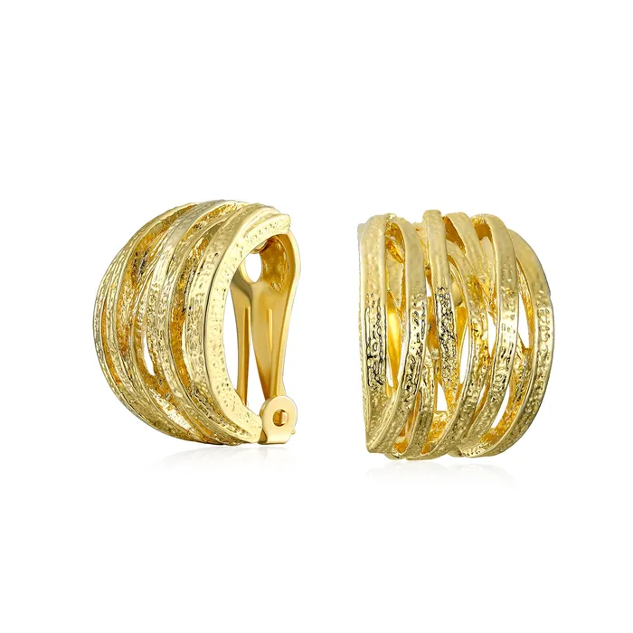 BlingJewelry Wholesale Fashion Criss Cross Basket Weave ClipOn Earrings Matte Silver Gold Plated Earrings BlingJewelry Wholesale Fashion Criss Cross Basket Weave ClipOn Earrings Matte Silver Gold Plated Earrings