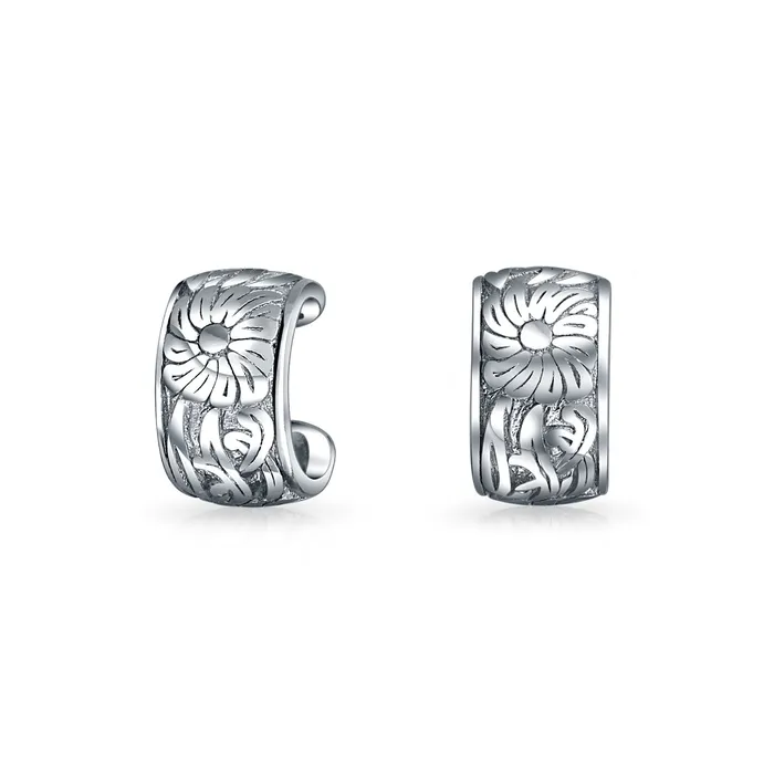 BlingJewelry Wholesale Flower Leaves Ear Cuff Cartilage Clip Wrap Helix Earrings in Sterling Silver Earrings BlingJewelry Wholesale Flower Leaves Ear Cuff Cartilage Clip Wrap Helix Earrings in Sterling Silver Earrings