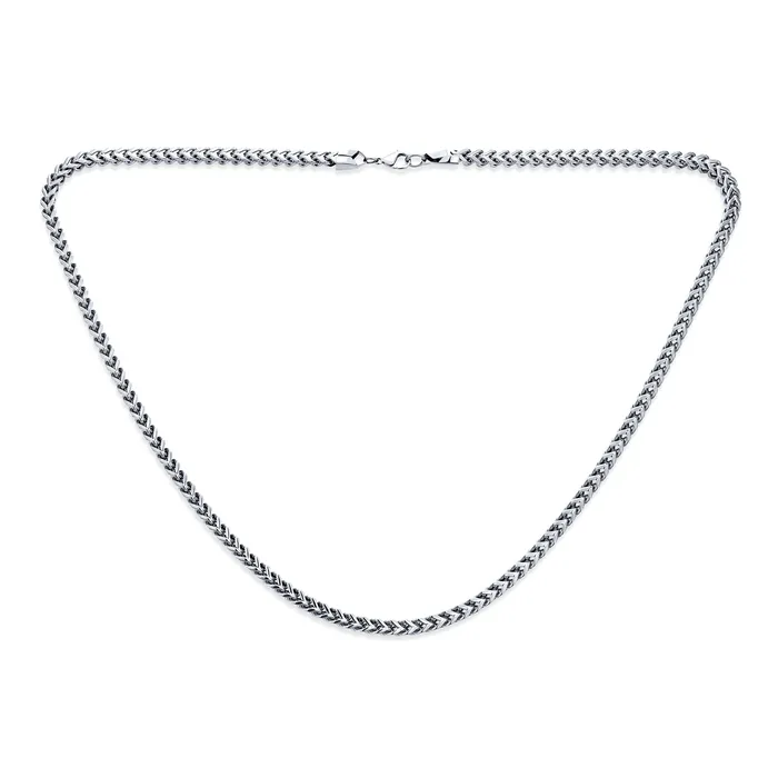 BlingJewelry Wholesale Necklaces 14K Gold Plated Black Stainless Steel Chain Necklace for Men 5MM Curb Foxtail