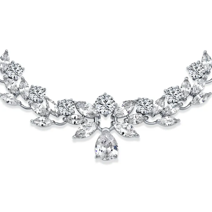 BlingJewelry Wholesale Necklaces Classic Vintage Bridal Marquise CZ Teardrop Collar Necklace for Wedding Prom