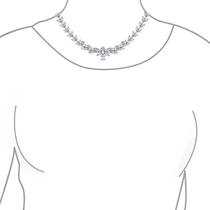 BlingJewelry Wholesale Necklaces Classic Vintage Bridal Marquise CZ Teardrop Collar Necklace for Wedding Prom