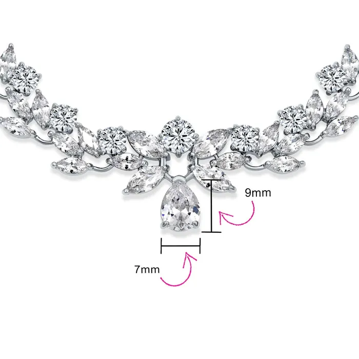 BlingJewelry Wholesale Necklaces Classic Vintage Bridal Marquise CZ Teardrop Collar Necklace for Wedding Prom
