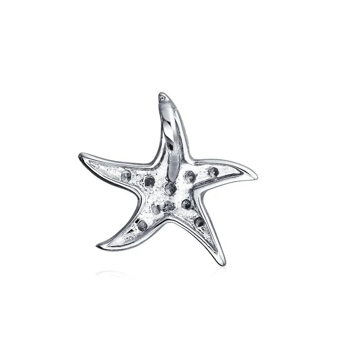 BlingJewelry Wholesale Necklaces Pave CZ Starfish Pendant Necklace Sterling Silver Nautical Beach Vacation Jewelry