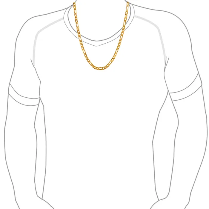 BlingJewelry Wholesale Necklaces Solid Strong Shiny Mens Figaro Chain Necklace Set Black IP Silver Gold Plated Steel