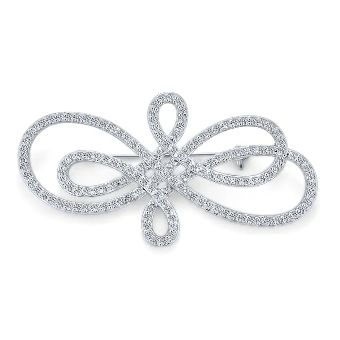 BlingJewelry Wholesale Rings Bridal Elegant Swirl Pave Cubic Zirconia Art Deco Brooche Pin Silver Plated BlingJewelry Wholesale Rings Bridal Elegant Swirl Pave Cubic Zirconia Art Deco Brooche Pin Silver Plated