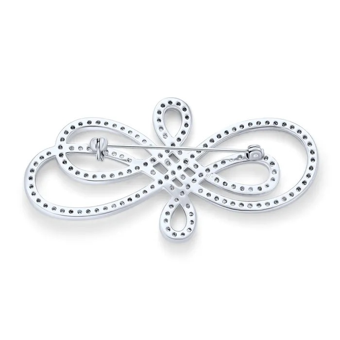 BlingJewelry Wholesale Rings Bridal Elegant Swirl Pave Cubic Zirconia Art Deco Brooche Pin Silver Plated BlingJewelry Wholesale Rings Bridal Elegant Swirl Pave Cubic Zirconia Art Deco Brooche Pin Silver Plated
