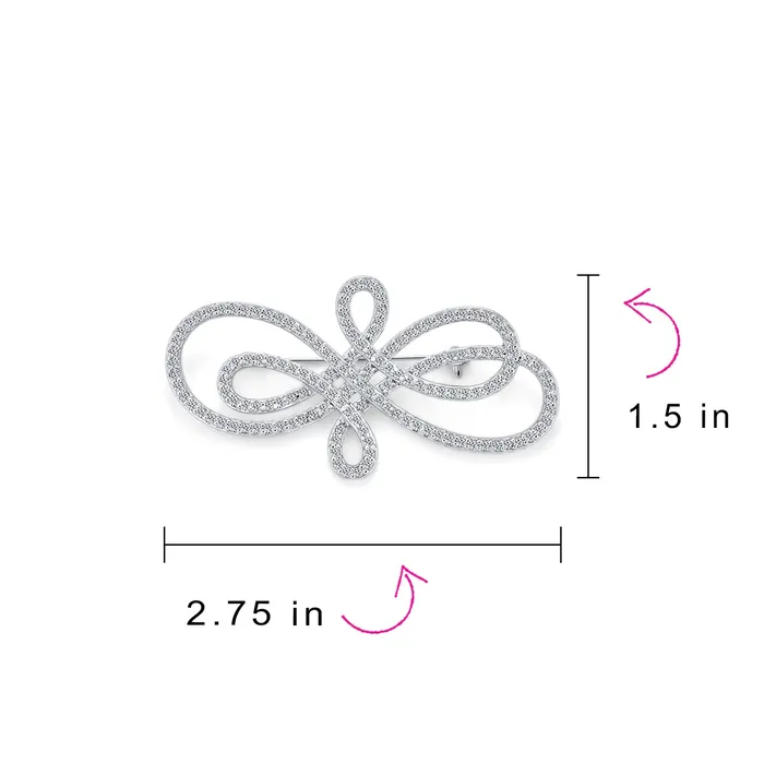 BlingJewelry Wholesale Rings Bridal Elegant Swirl Pave Cubic Zirconia Art Deco Brooche Pin Silver Plated BlingJewelry Wholesale Rings Bridal Elegant Swirl Pave Cubic Zirconia Art Deco Brooche Pin Silver Plated