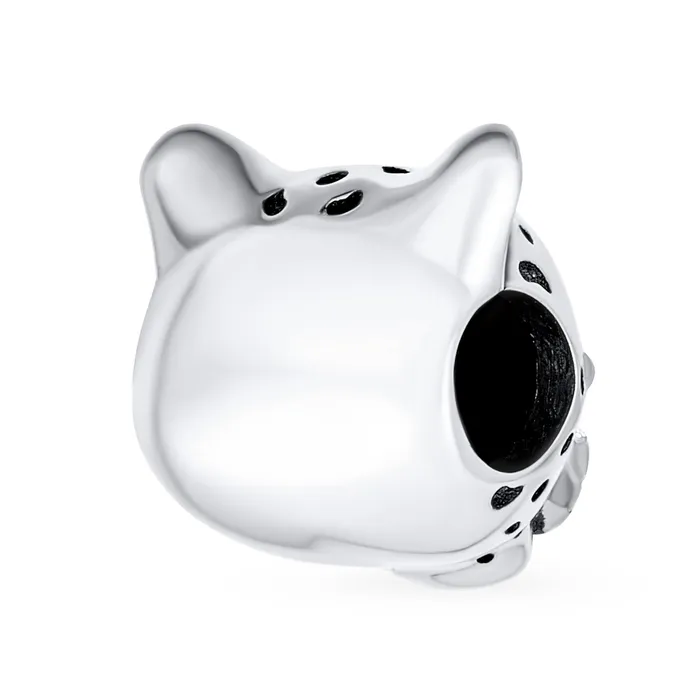 BlingJewelry Wholesale Rings Jaguar Panther Charm Bead with Green CZ Eyes in Oxidized Sterling Silver for Bracelets