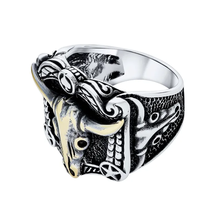 BlingJewelry Wholesale Rings Mens Silver Ring with Brown Tiger Eye Black Onyx Gemstone Western Longhorn Design BlingJewelry Wholesale Rings Mens Silver Ring with Brown Tiger Eye Black Onyx Gemstone Western Longhorn Design