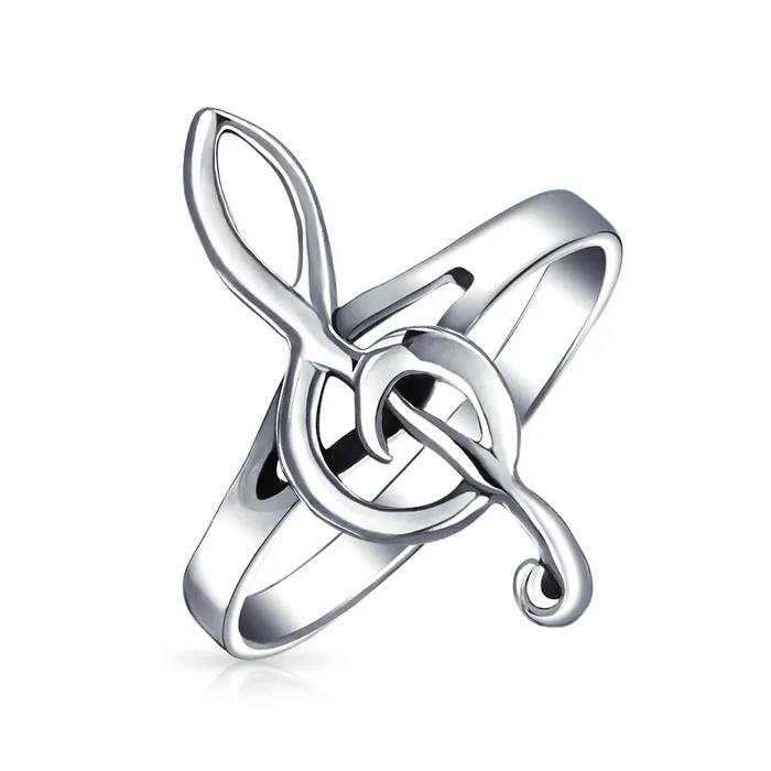 BlingJewelry Wholesale Rings Silver Ring with Treble Clef Note Design Sterling Thin Band for Music Lovers BlingJewelry Wholesale Rings Silver Ring with Treble Clef Note Design Sterling Thin Band for Music Lovers
