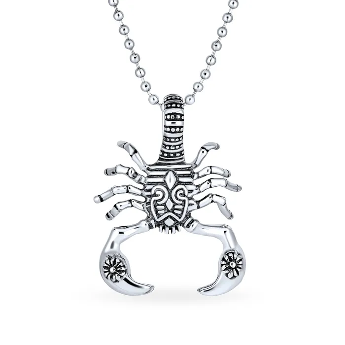 BlingJewelry Wholesale Tribal Zodiac Scorpion Necklace for Men Silver Tone Oxidized Black 20 Inches Necklaces BlingJewelry Wholesale Tribal Zodiac Scorpion Necklace for Men Silver Tone Oxidized Black 20 Inches Necklaces