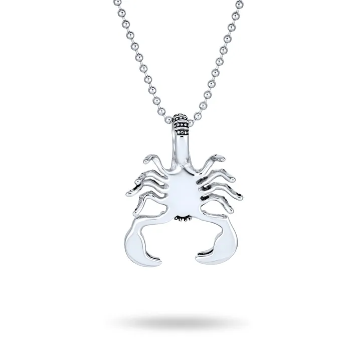 BlingJewelry Wholesale Tribal Zodiac Scorpion Necklace for Men Silver Tone Oxidized Black 20 Inches Necklaces