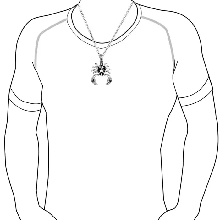 BlingJewelry Wholesale Tribal Zodiac Scorpion Necklace for Men Silver Tone Oxidized Black 20 Inches Necklaces