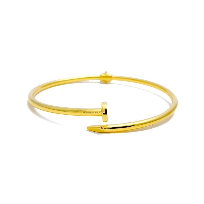 Bracelets Andaaz Jewelers Gleaming Opulent 21k Gold Nail Bangle Bracelet