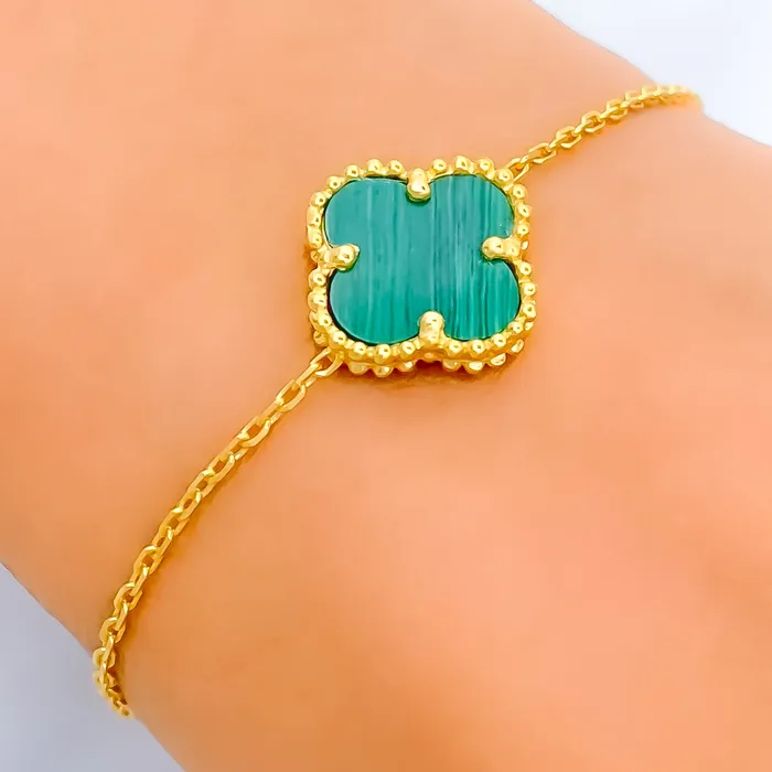 Bracelets Andaaz Jewelers Opulent Beautiful 21k Gold Clover Bracelet