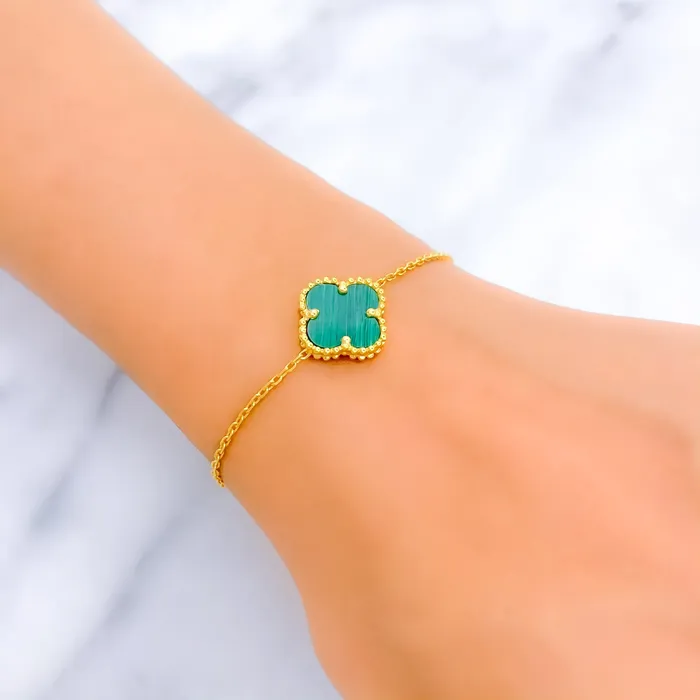 Bracelets Andaaz Jewelers Opulent Beautiful 21k Gold Clover Bracelet